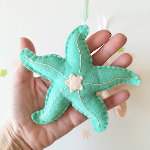 Felt Starfish Sea felt creatures Sea nursery decor Summer felt ornaments Under the sea Ocean life Beach house decor image 2