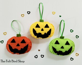 Halloween Pumpkins - Felt pumpkins - Halloween decor - Autumn ornaments - Orange pumpkin - Yellow pumpkin - Green pumpkin