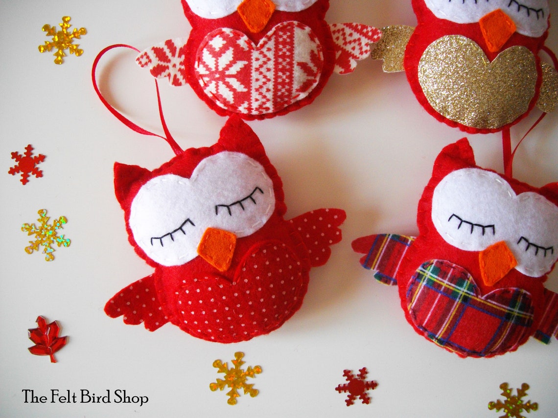 Gufetti di Natale Gufi rossi Addobbi natalizi Gufi di - Etsy Italia