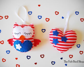 Independence day - Patriotic owl - Star spangled banner - American heart - Veteran's day - Memorial day