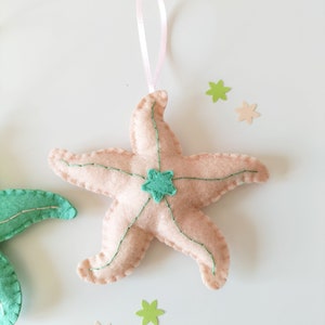 Felt Starfish Sea felt creatures Sea nursery decor Summer felt ornaments Under the sea Ocean life Beach house decor image 5