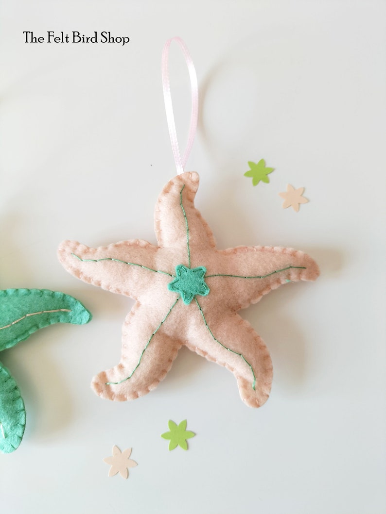 Felt Starfish Sea felt creatures Sea nursery decor Summer felt ornaments Under the sea Ocean life Beach house decor image 5