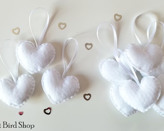 White felt hearts - Valentine's day decor - Set of 10 hearts - Valentine's Day hearts - Party favors - Nursery decor - Wedding favor