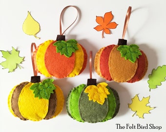 Pumpkins felt decor - Halloween pumpkins - Autumn felt decor - Fall ornaments - Autumn colors - Thanksgiving decor - Felt pumpkins