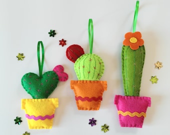 Cactus - Suculentas de fieltro - Cactus de fieltro - Decoraciones de primavera - Decoraciones para el hogar - Decoraciones de fieltro - Día de la Madre