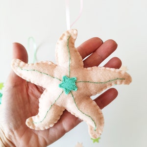 Felt Starfish Sea felt creatures Sea nursery decor Summer felt ornaments Under the sea Ocean life Beach house decor image 3