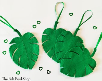Monstera felt leaf - Tropical decor - Jungle nursery decor - Monstera nursery decor - Summer ornaments - Felt leaves - Green leaves