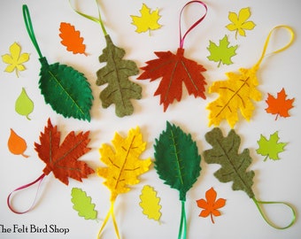 Autumn felt leaves - Autumn leaves decor - Thanksgiving decor - Autumn ornaments - Halloween decor