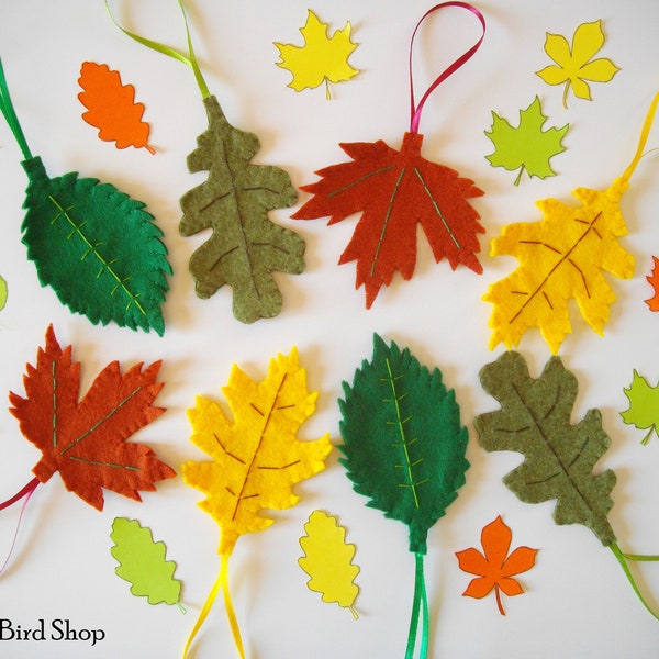 Autumn felt leaves - Autumn leaves decor - Thanksgiving decor - Autumn ornaments - Halloween decor