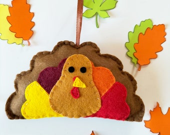 Turkey - Thanksgiving turkey - Autumn decor - Fall felt ornaments - Harvest holiday - Christmas decor