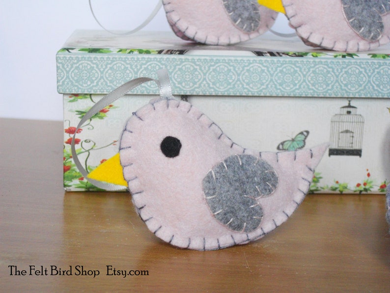 Pink and grey bird Nursery decor Bird baby shower Bird ornament Baby girl shower Pink bird Baby shower gift Birds party favors