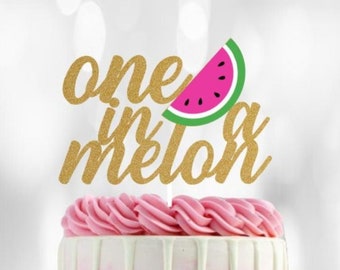 One In A Melon Cake Topper Watermelon 1st Birthday One In A Melon Birthday Watermelon Birthday Party Decor Watermelon Cake Topper Summer