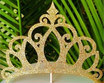 Princess Crown Cake Topper Gold Glitter Crown Cake Topper Princess Baby Shower Party Decorations Baby Shower Cake Topper Princess Decor