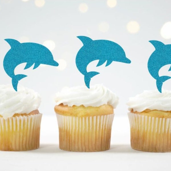 Dolphin Cupcake Toppers Glitter Dolphin Toppers Dolphin Party Picks Dolphin Party Decor Dolphin Cupcake Topper Glitter Dolphin Decorations