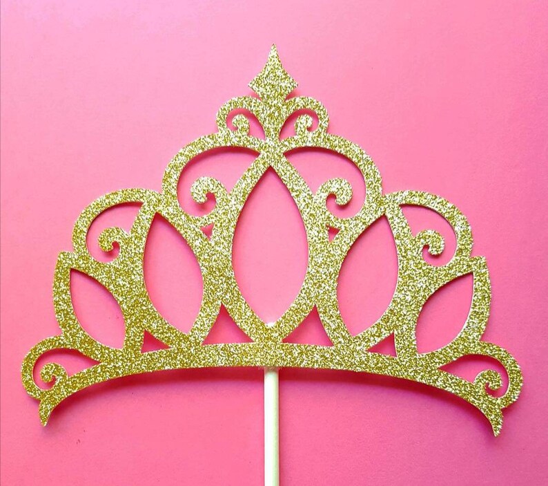 Princess Crown Cake Topper Gold Glitter Crown Cake Topper Etsy