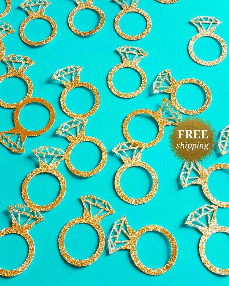 Gold Ring Confetti Glitter Diamond Ring Confetti Bridal Shower Etsy