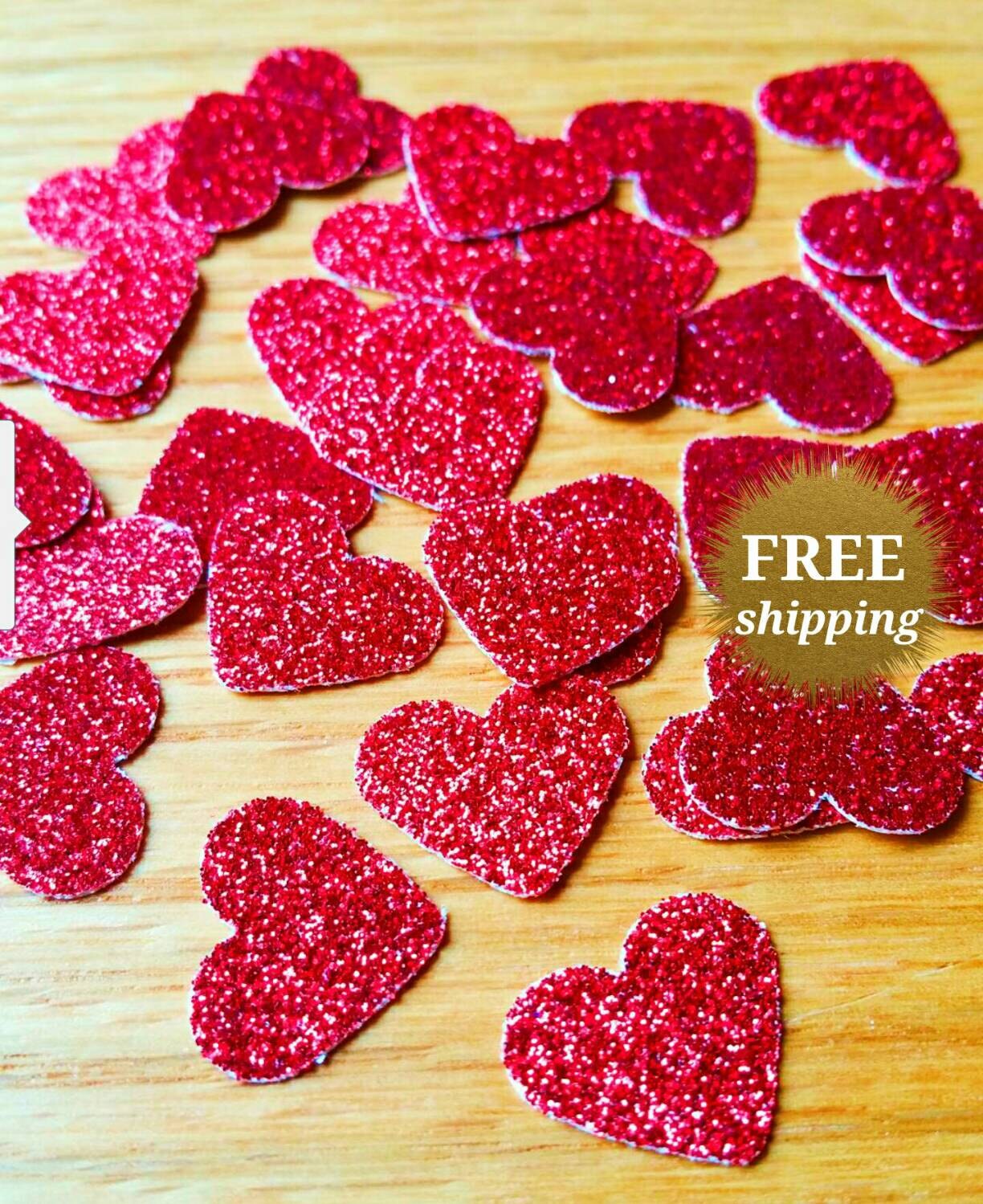 Red Heart Confetti Red Glitter Heart Confetti Red Paper Hearts Etsy