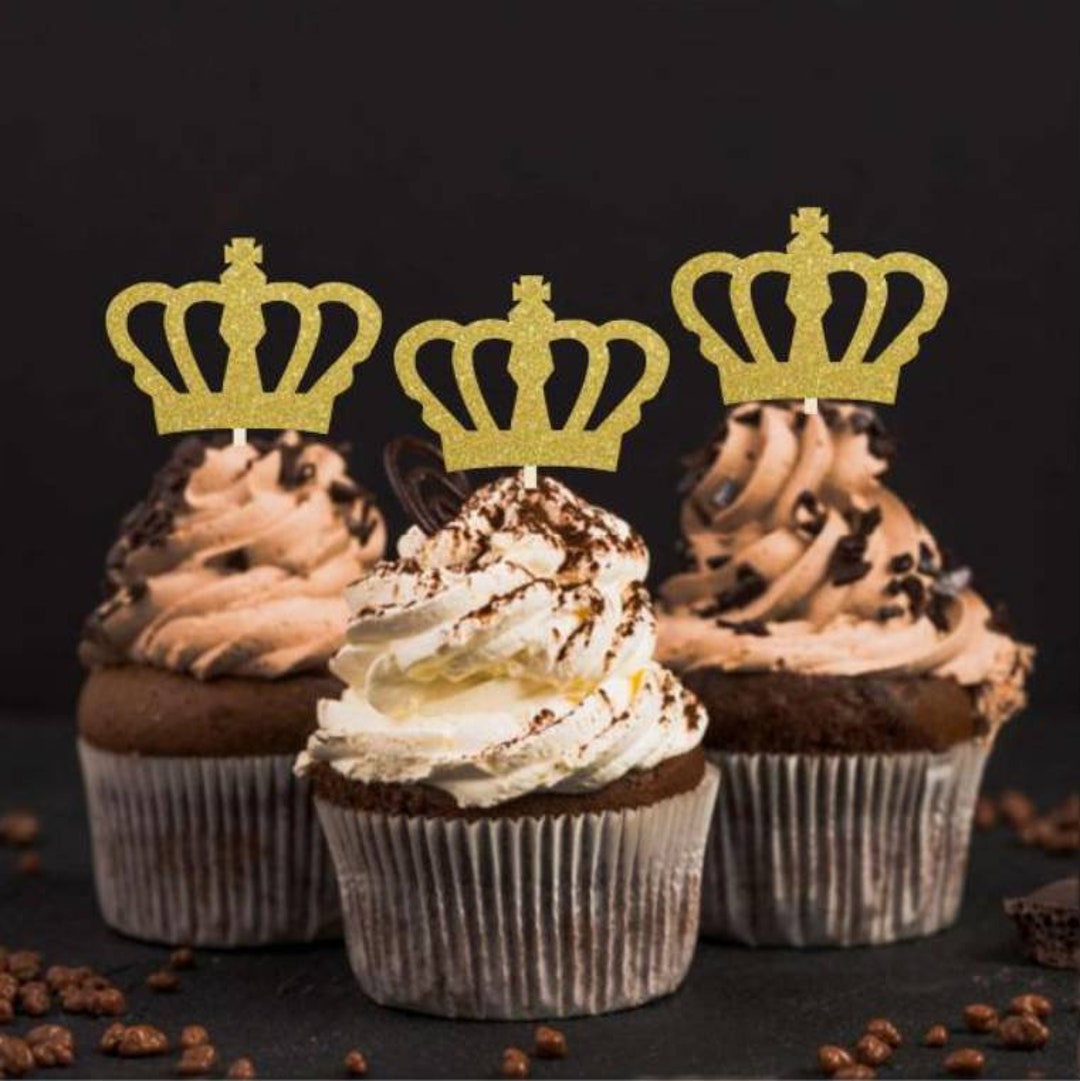 Prince Cupcake Toppers Prince Crown Cupcake Toppers Glitter Prince