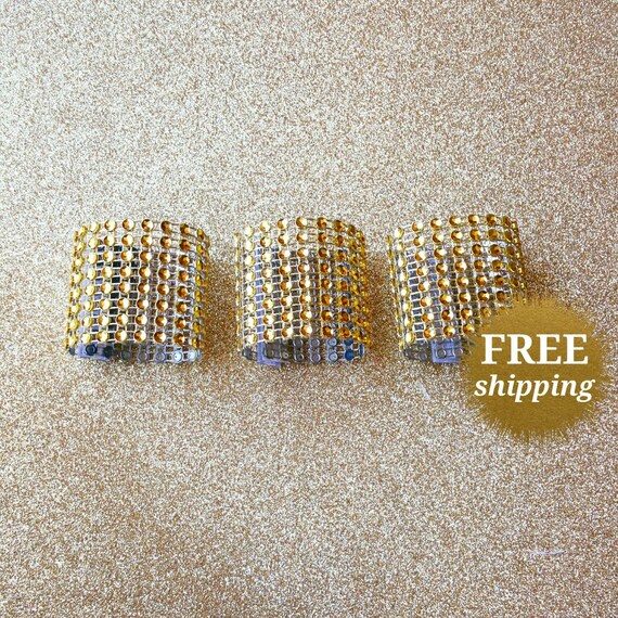 Gold Bling Napkin Rings Rhinestone Napkin Rings Gold Napkin | Etsy
