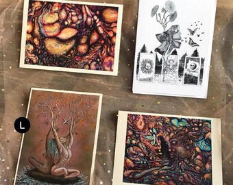 Mini Prints / Greeting Cards - 5x7 inch for easy framing - Visionary Art Cards Spiritual Meditation Enlightened Abstract Surreal Art