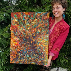 Who Loves the Sun Canvas Giclee Limited Edition - Psychedelic Dream Visionary Abstract Face Art