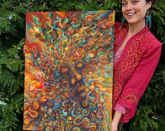 Who Loves the Sun Canvas Giclee Limited Edition - Psychedelic Dream Visionary Abstract Face Art