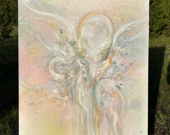 Celeste Original painting angel art by flamgu