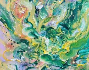 When Love is New Limited Edition Paper Print - abstract landscape green