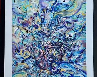 Where Sky Becomes Sea Limited Edition Paper Giclee print - abstract blue heart ocean art