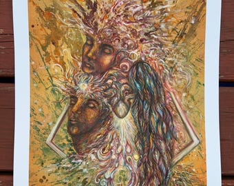 Liberation of Ecstasy limited edition paper giclee print. Heart angel art