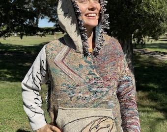 M Art Tapestry Cotton Woven Blanket Hoodie Jacket Flamgu Slow Fashion Conscious art clothes