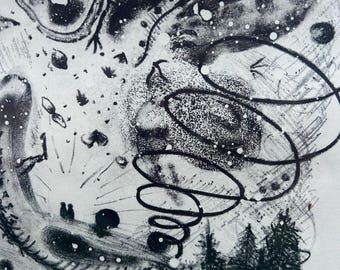 Inscape 6.18 original framed lithograph, abstract expressionism surrealism flamgu