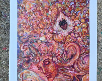 Unicorn Dreams limited edition giclee prints - psychedelic pink art