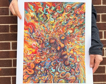 Who Loves the Sun limited edition paper prints - Flamgu psychedelic Zeus art