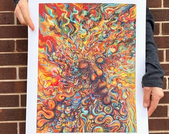 Who Loves the Sun limited edition paper prints - Flamgu psychedelic Zeus art