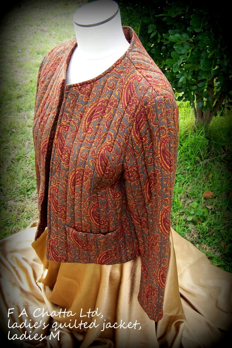 SALE Paisley print Quilted jacket Oriental style No collar Hip Etsy