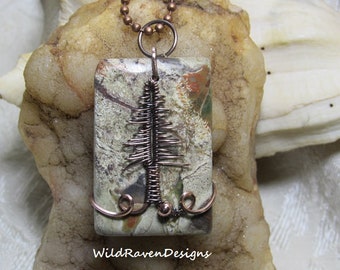 Pine Tree Bead or Drilled Cabochon Pendant Wire Weave Tutorial for Beginners