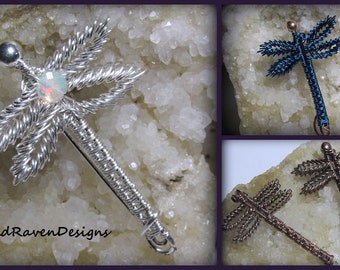 Little Dragonfly Pin or Pendant Wire Weave Tutorial