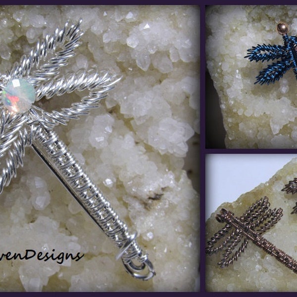 Little Dragonfly Pin or Pendant Wire Weave Tutorial