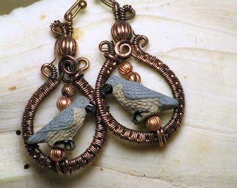 Mini Raven/Peregrine or Other Birds Or Beads,  Earrings Tutorial, Wire Weave with Bird or Bead, Earrings.