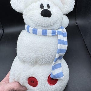 2001 Rare Disney Store Mickey Mouse Snowman Plush 12" Christmas Santa Hat image 6