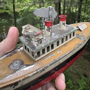 Arnold bateau mécanique en tôle 1960's Arnold ? Tinplate Windup Speedboat Toy