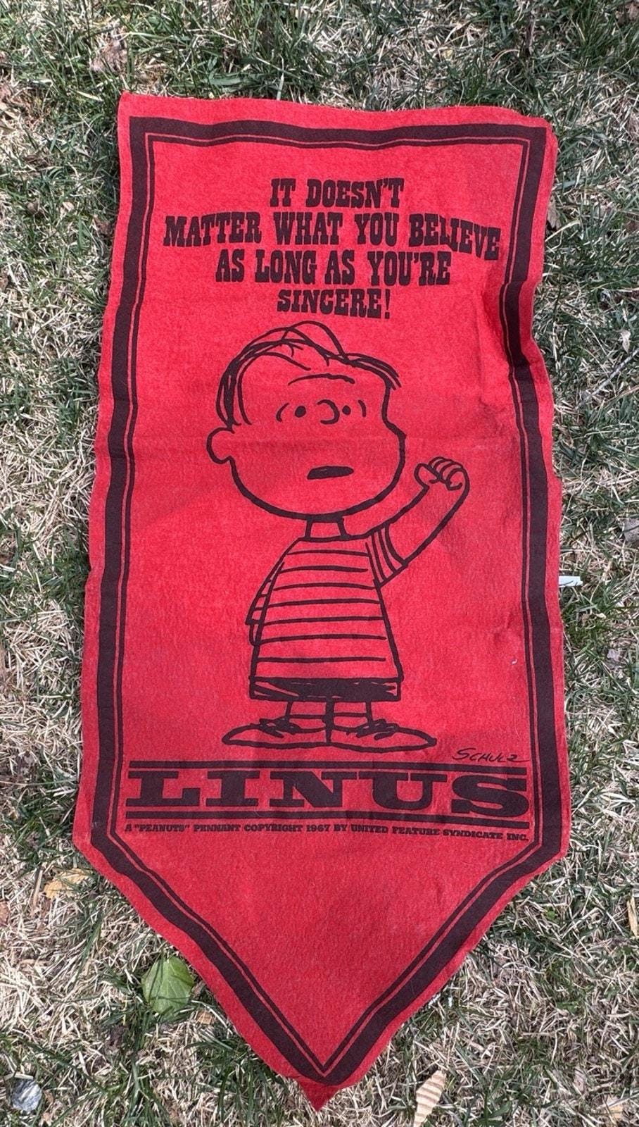 Vintage Peanuts Linus Snoopy It Doesn't Matter What You Believe