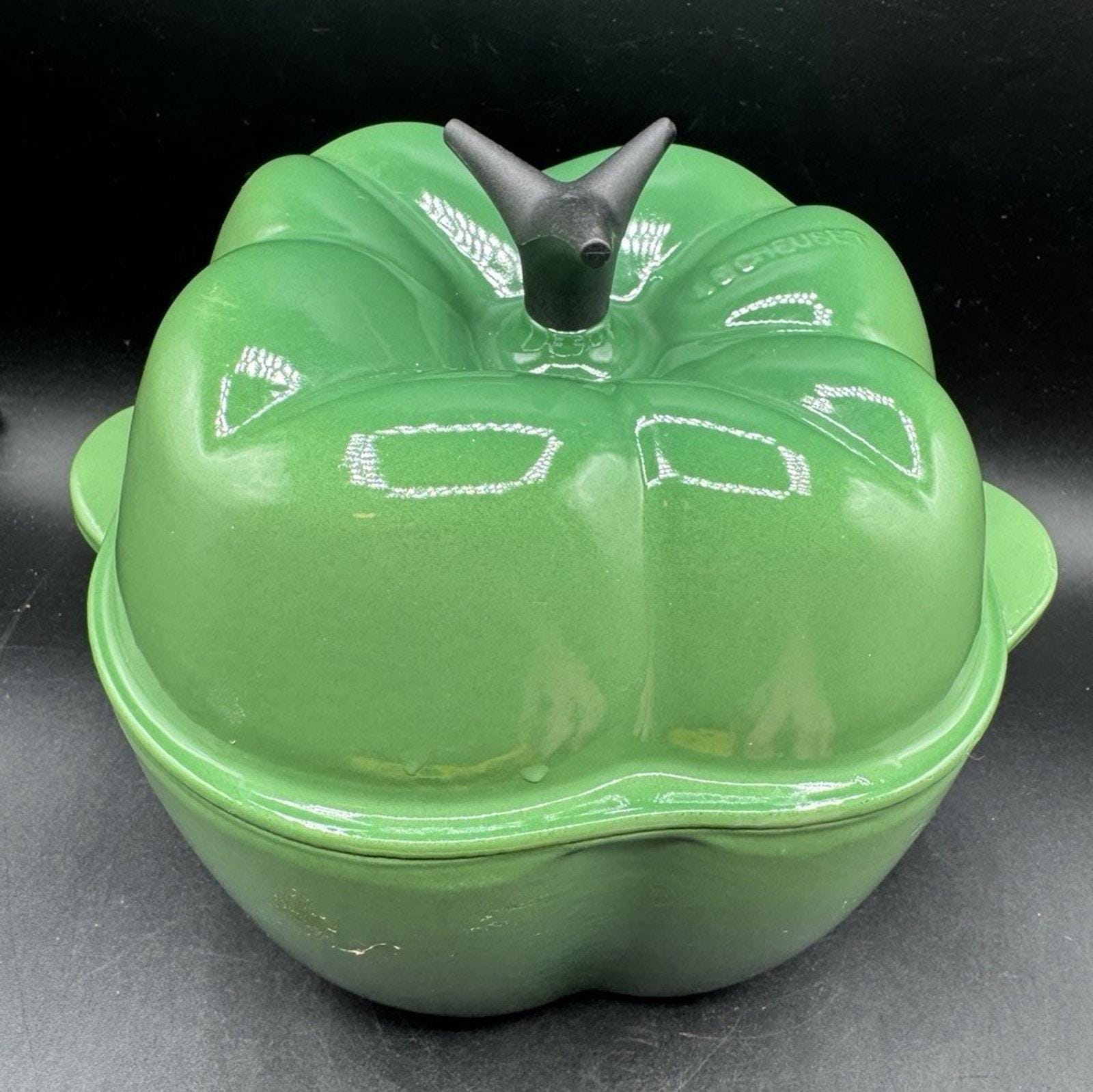 Rare Le Creuset Green Pepper Paprika Cocotte Dutch Oven Enameled