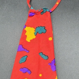 1981 BEST BUY FASHIONS 4 Barbie Doll Red Knit Print Dress Ties -S1Q