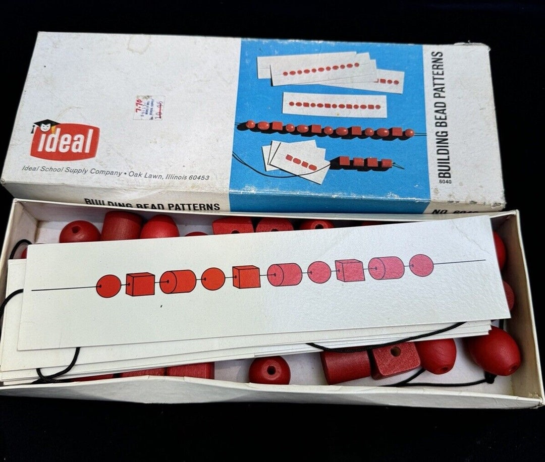 Bead Construction Pattern Vintage Boxed Set BUILDING BEAD PATTERNS Ideal School Supply Company No ...