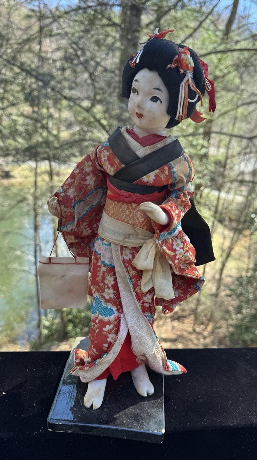 Vintage 1940s Japanese Lady Geisha Figurine Doll Traditional