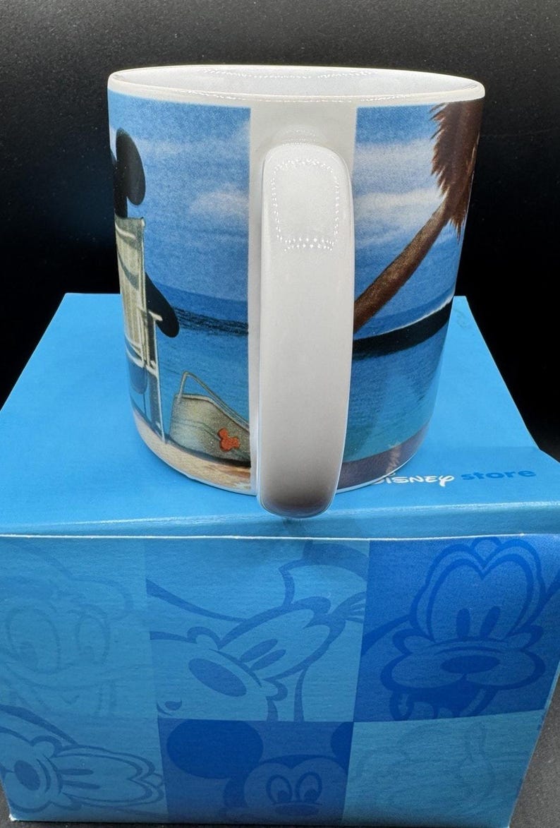 New 1990’s Disney Jumbo MICKEY MOUSE Coffee Mug Beach Vacation Ocean In Box! NWT image 4