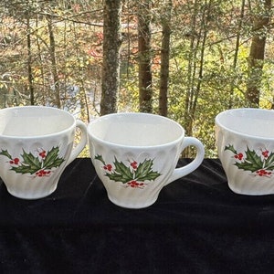 5 Copa de Navidad Verde Acebo Bayas Rojas Vintage Japón Vacaciones China -S81