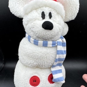 2001 Rare Disney Store Mickey Mouse Snowman Plush 12" Christmas Santa Hat image 1